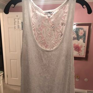 White tank-sequin front and lace back